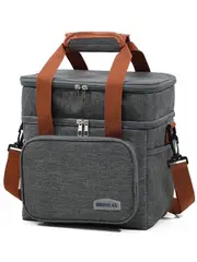 Portable Double Layer Lunch Bag (Grey)