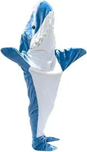 [Mystoneer] Shark Blanket Adult, Wearable Shark Blanket, Shark Blanket Hoodie Sleeping Bag, Shark Blanket Super Soft Cozy Flannel Hoodie (B, XL)