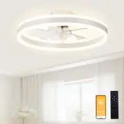 Low Profile Ceiling Fans with Lights and Remote, 19.7In Flush Mount Ceiling Fans
