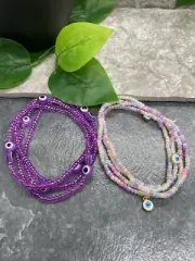 2 PC Handmade Waist Beads Necklace African Boho Bracelet Anklet Set New A3390