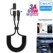 USB C to Type C Charging Cable iPhone Fast Charger Cord Coiled Car Carplay Cable