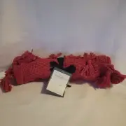 Threshold Table Runner 14x72" Knitted Front Cotton Back Red Fringed