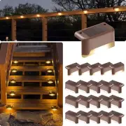16 Warm White LED Solar Deck Lights Waterproof Auto On Off Easy Install