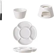 Bomefoi Ceramic Chocolate Fondue Set, Cheese Fondue Sets, Interactive Ceramic Fondue Set with Fork and Tray, Ceramic Butter Warmer, Heated with a Tea Light