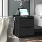 2 Drawers Nightstand, Wooden Bedside End Table Organizer