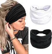 Headbands for Women 7’’ Extra Wide Head Bands Non Slip Boho Women’s Hair Band Fashion Knotted Workout Yoga Turban Head Wraps African Hair Accessories (Headbands Color-C)