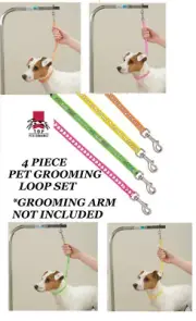 4pc DESIGNER PRINT PAW BONE HEART LOOP SET for PET Grooming Table Arm Bath NOOSE
