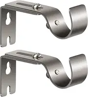 Luanxu 2 Pcs of Adjustable Curtain Rod Brackets, Heavy Duty for 1 Inch Curtain Rod, Curtain Rod Holder, Curtain Rod Hooks (Silver)