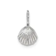 14k White Gold Real Diamond Seashell Pendant