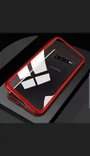 Samsung Galaxy S10e Magnetic Mobile Phone Case Cover red n Clear glassback