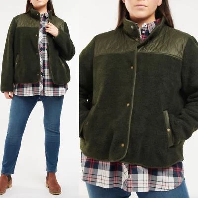 Barbour Aspen Plus Size Fleece Jacket In Olive Green Size 3X New