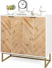 Giantex Sideboard Buffet Cabinet with Storage, 2-Door Accent Cabinet with Shelf and Metal Legs, Modern Console Cabinet for Entryway, Living Room, Dining Room, White