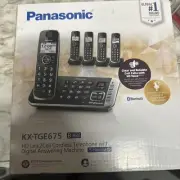 Panasonic KX-TGE675 5 Handset Cordless Phone - Black-