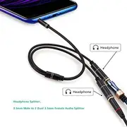 3.5mm Stereo Audio Splitter Y Splitter Auxiliary Cable Amplifier Adapter