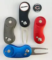NFL 2 Prong Switchblade GOLF DIVOT REPAIR TOOL Gray + Ballmark CHICAGO BEARS