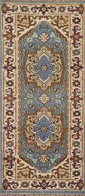Light Blue/ Ivory Heriz Serapi 8' Rug Runner Hand-knotted 5' 11" x 2' 5"
