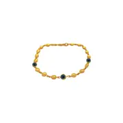 9kt Yellow Gold Silver Infused Ball and Evil Eye Bracelet