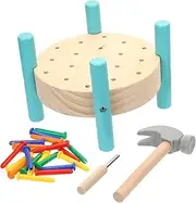 GLSTOY Boys and Girls Hammer Toy Set 1 Set Wood Nails Pounding Hammering Toy Educational Hand-Eye Coordination Game