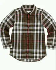 NWT Burberry Boys Plaid button down Check Shirt brown Sz 4 3 Years Top $145
