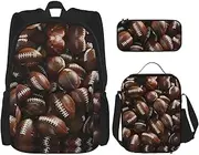 [DRTGEDS] Sports Ball Backpack With Lunch Box 3 In 1 Set With Pencil Case, Large Capacity Backpack With Chest Strap