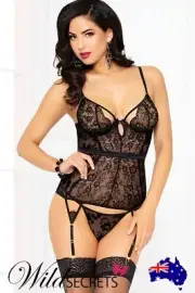 NEW Seven Til Midnight Dark Decadence Bustier with Thong, Wild Secrets