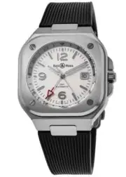 New Bell & Ross BR 05 GMT Silver Dial Rubber Strap Men's Watch BR05G-SI-ST/SRB