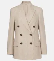 [Brunello Cucinelli] Brunello Cucinelli Wool and cashmere blazer AU 16 beige