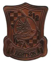 4.25" MARINE CORPS VMFA-312 CHECKERBOARDS ANTIQUE LEATHER PATCH