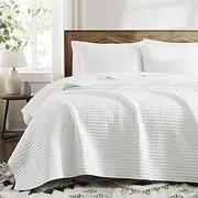 WRENSONGE White Quilt Set Queen Size-3 Pieces Lightweight Bedspreads Summer Coverlet for All Season, Soft Quilt Bedding Set with 2 Pillow Shams Suitable for Bed & Couch
