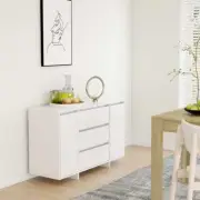 NNEVL Sideboard with 3 Drawers White 120x41x75 cm Chipboard