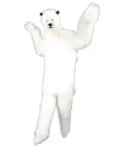 HPO White Polar Bear Costume with Mask and Tail Long ,Synthetic,HM-1421A+HC-1721