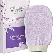 WBC WORLDBEAUTYCARE Moroccan Hammam Exfoliating Kessa Scrub Glove Shower Scrub Gloves Body Facial Tan Massage Mitt Double layered Imported (Light Purple)