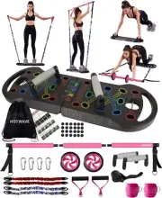 Portable Home Gym with 16 Fitness Accessories,Push Up Board with Resistance Band