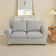 [MASWOND] Sofa Cover Replacement Fits EKTORP Loveseat Sofa - Custom Made Compatible with IKEA EKTORP 2 Seater Sofa (5pcs, Light Grey)
