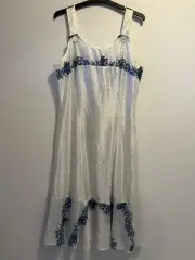 1970s Vintage Fashion Art, Sydney Sun Frock Floral Slip Dress size 16 Retro