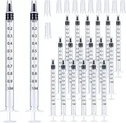 20 Pack 1ml Syringe with Cap, Individually Sealed 1cc Syringe with Luer Slip Tip Without Needle for Refilling, Feed Pets, Oral, Oil or Glue Applicator(White）