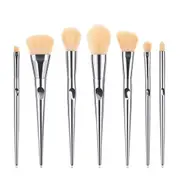 7pcs Finger Groove Makeup Brushes Set Silver Professional Cosmetic Kit Powder Foundation Blush Eyeliner Eyebrow Beauty