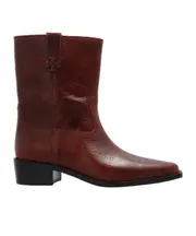40mm pointed-toe leather ankle boots US6,US9.5 brown
