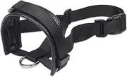 Nylon Soft Dog Muzzle, With Head Strap and Adjustable Loop,No More Chafing,for Dogs Prevent Anti Biting and Chewing,Dog Head Halter with Safety Strap,Padded Head collar(L, Black)