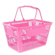 Mall Shopping Basket Merchandise Storage Basket Plastic Basket With Handles[HsSs] Rosy 39X26X21.5CM