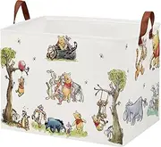 X-SIGA Cute Bear Nursery Storage Basket With Hard Bottom,Classic Bear Decorative Storage Hamper With Waterproof PE Coating,Large Square Canvas Cotton Laundry Bin for Baby Stuff,Diaper Bag