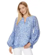 Lilly Pulitzer Women's Laurelie Top, Martinique Blue Zee Bebe
