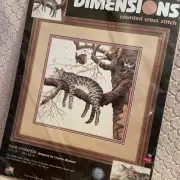 Vintage Dimensions TOO POOPED Cat Counted Cross Stitch KIT Charles Wysocki