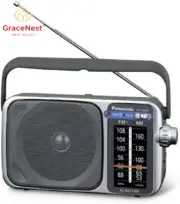 Portable AM/FM Radio RF-2400DGN-S Large Dial AC/Battery Powered