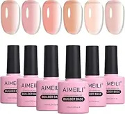AIMEILI 5 in 1 Builder Base Sheer Color Gel Quick Extension Nail Enhancement Reinforce Lacquer Soak Off UV LED Multicolour/Mix Colour/Combo Colour