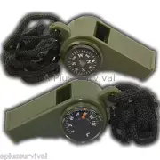 3 in 1 Whistle Compass Thermometer Camping Hunting Bug Out Boyscout Survival Kit