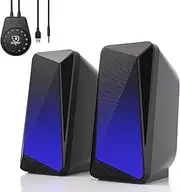 SOULION C30 Bluetooth Computer Speaker, PC Speaker for Monitor, USB Power Supply and LED Flame Lights, 3.5 mm AUX Speaker for Laptop, Gaming