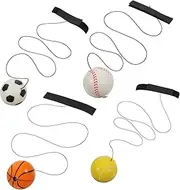 4pcs Wrist Bouncy Ball Practice Finger Interactive Back Strap Soccer Play Rebound Training Wrist Ball for Teens Bouncy Tether Train Basketball Band Teen Return Rubber PVC
