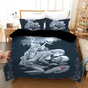 Kissing Skull Harley Davidson Quilt Doona Duvet Cover Pillow Case Set