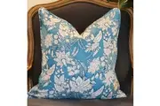 Kolka Blue Hamptons Soft Cotton Voile Decorative Block-Printed Cushion - Blue